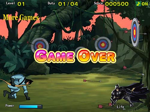 The game is over if you miss 3 times Batman Shooter Hero: 3 misses