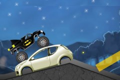 You drive monster truck on a junkyard