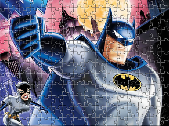Batman and Bat-girl jigsaw puzzle gameplay image of Batman and Bat-girl jigsaw puzzle gameplay