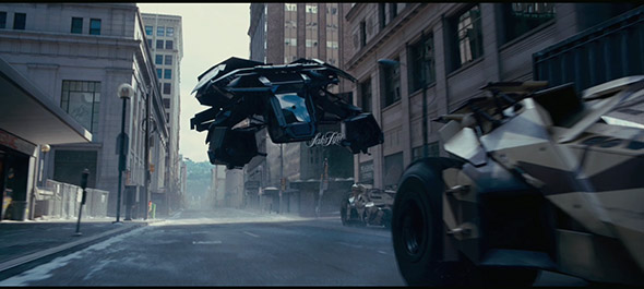 The Dark Knight Rises movie: bat-copter in action image of bat copter from Dark Knight Rises movie