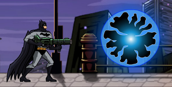 Batman shoot em up: When you pass through the blue warp door, level completes image of Batman completes the level
