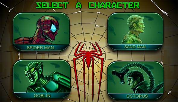 Spiderman Hills Racer: character selection screen looks really cool! image of Spiderman Hills Racer: character selection screen